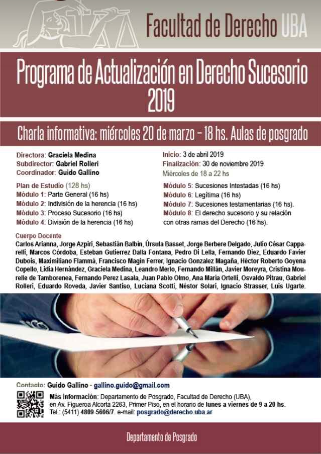 Programa de actualización en Derecho Sucesorio 2019