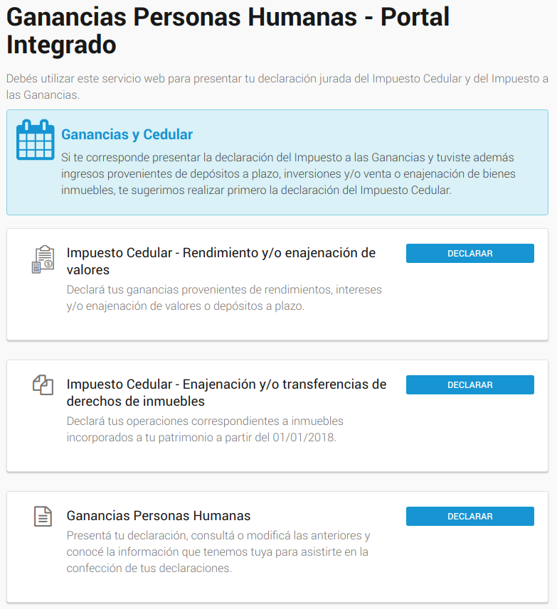 Ganancias Personas Humanas - Portal Integrado